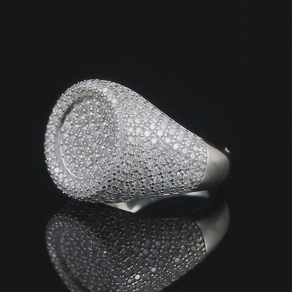 Mens Moissanite Signet Ring 4.4CT Fully Iced Out | GRA Certified
