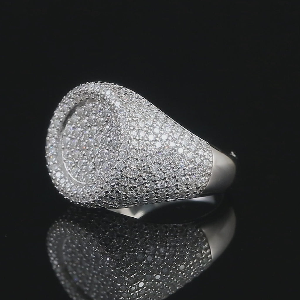 Mens Moissanite Signet Ring 4.4CT Iced, 925 silver, VVS D color GRA certified – Paradise Gems Atlanta