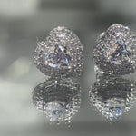 2 Carat Moissanite Halo Heart Stud Earrings, 925 silver, VVS D color GRA certified – Paradise Gems Atlanta
