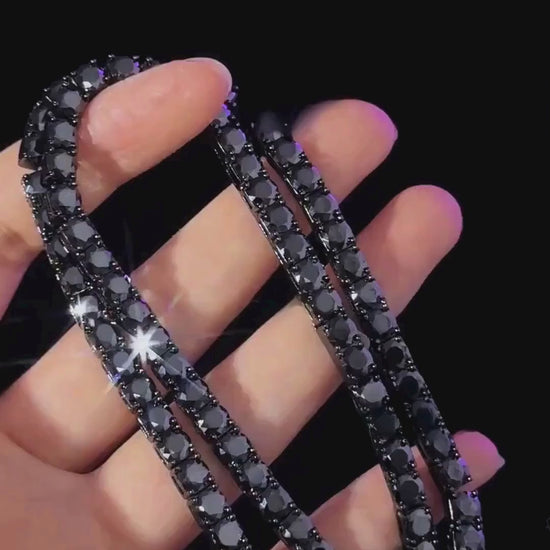 Black Moissanite Tennis Chain 4MM