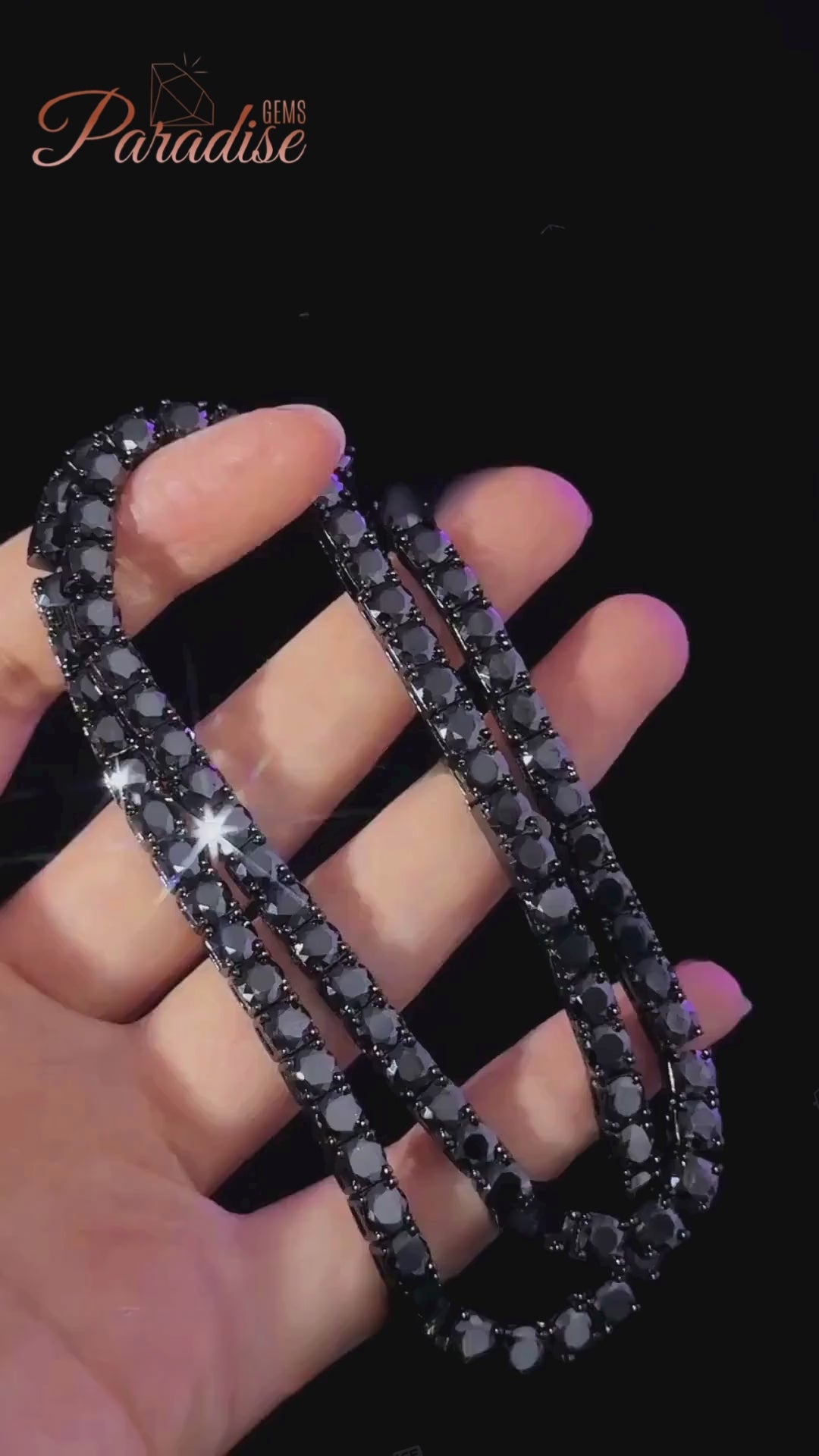 Black Moissanite Tennis Chain 4MM