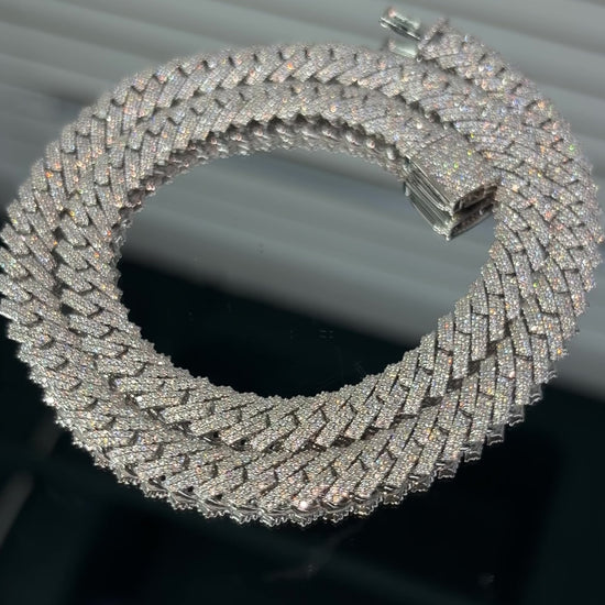 GRA certified moissanite Cuban link chain 8MM 925 silver VVS D color passes diamond tester men women