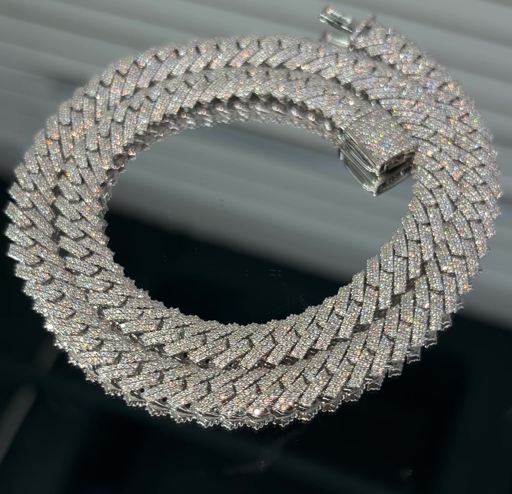 GRA certified moissanite Cuban link chain 8MM 925 silver VVS D color passes diamond tester men women