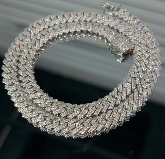 GRA certified moissanite Cuban link chain 8MM 925 silver VVS D color passes diamond tester men women