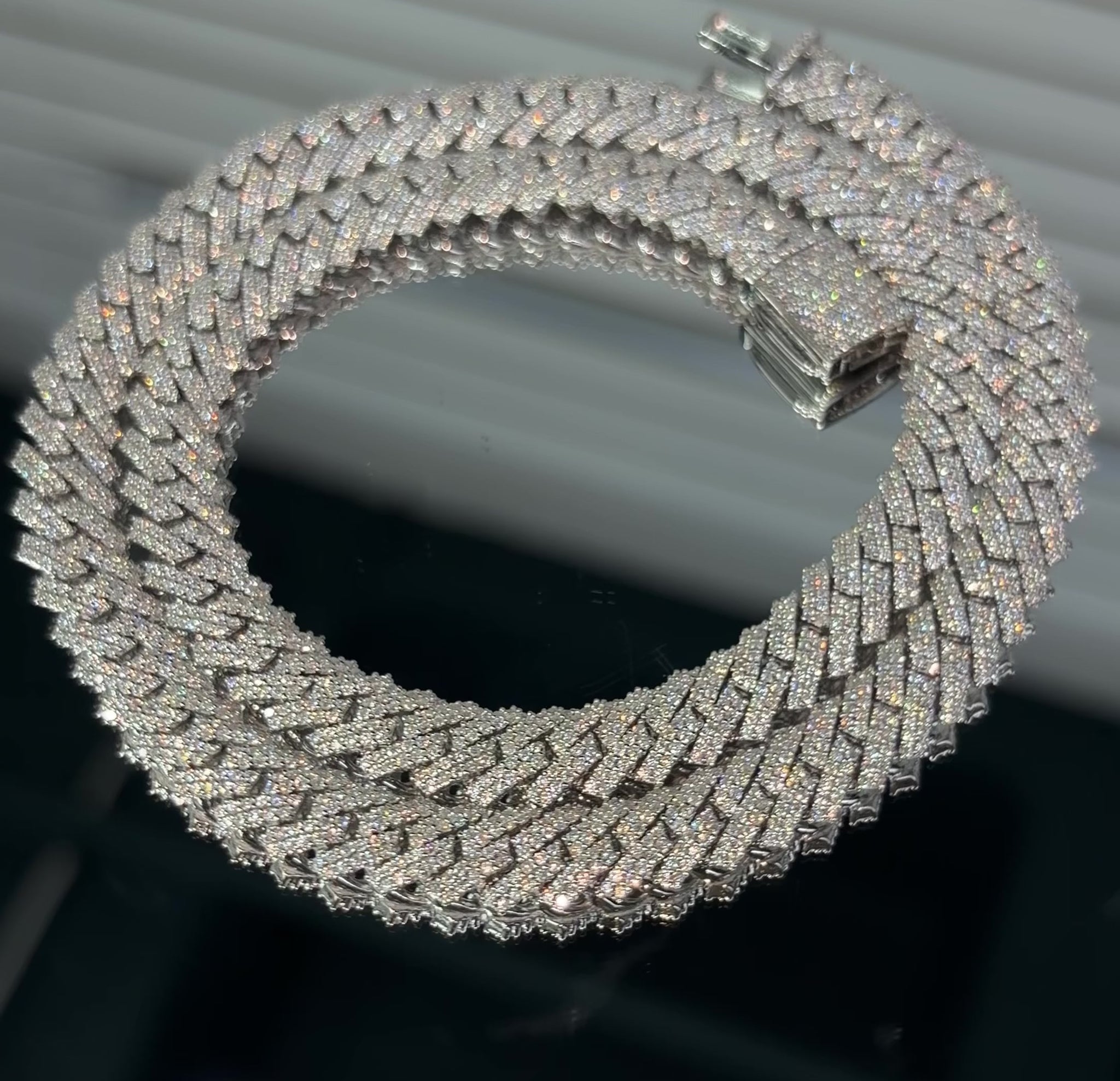 GRA certified moissanite Cuban link chain 8MM 925 silver VVS D color passes diamond tester men women