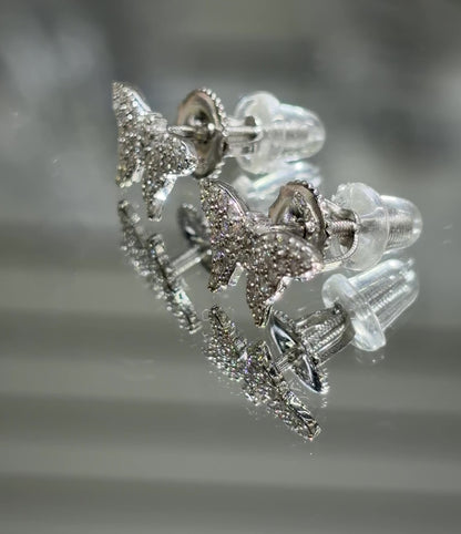 Moissanite Butterfly Stud Earrings for Women — VVS D Color GRA Certified 925 Sterling Silver