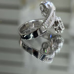 Moissanite Baguette Open Heart Ring, 925 silver, VVS D color GRA certified – Paradise Gems Atlanta