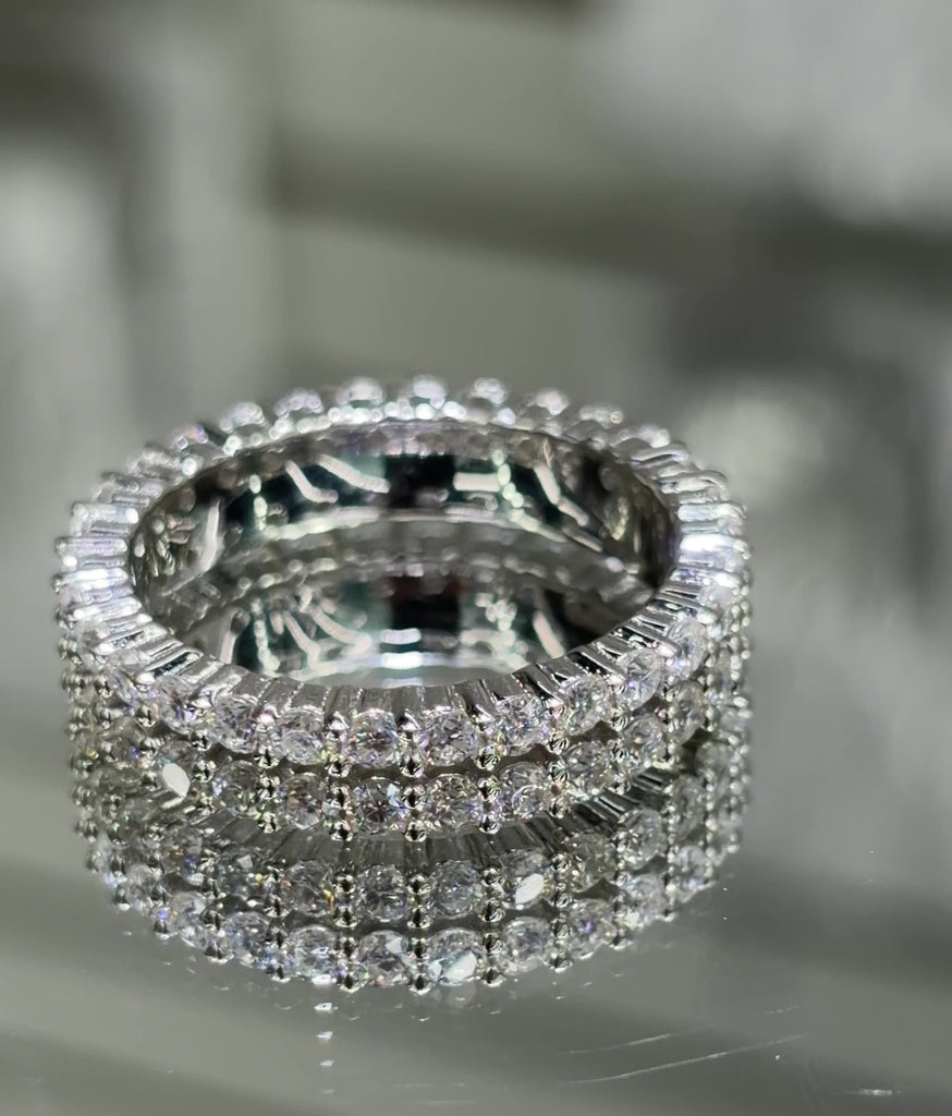 Moissanite Full Eternity Double Row Band 1.8CT, 925 silver, VVS D color GRA certified – Paradise Gems Atlanta