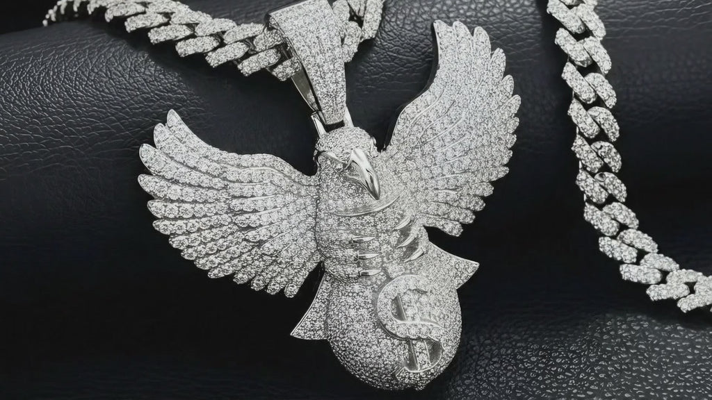 Moissanite Eagle Charm Hip Hop Iced Out, 925 silver, VVS D color GRA certified – Paradise Gems Atlanta