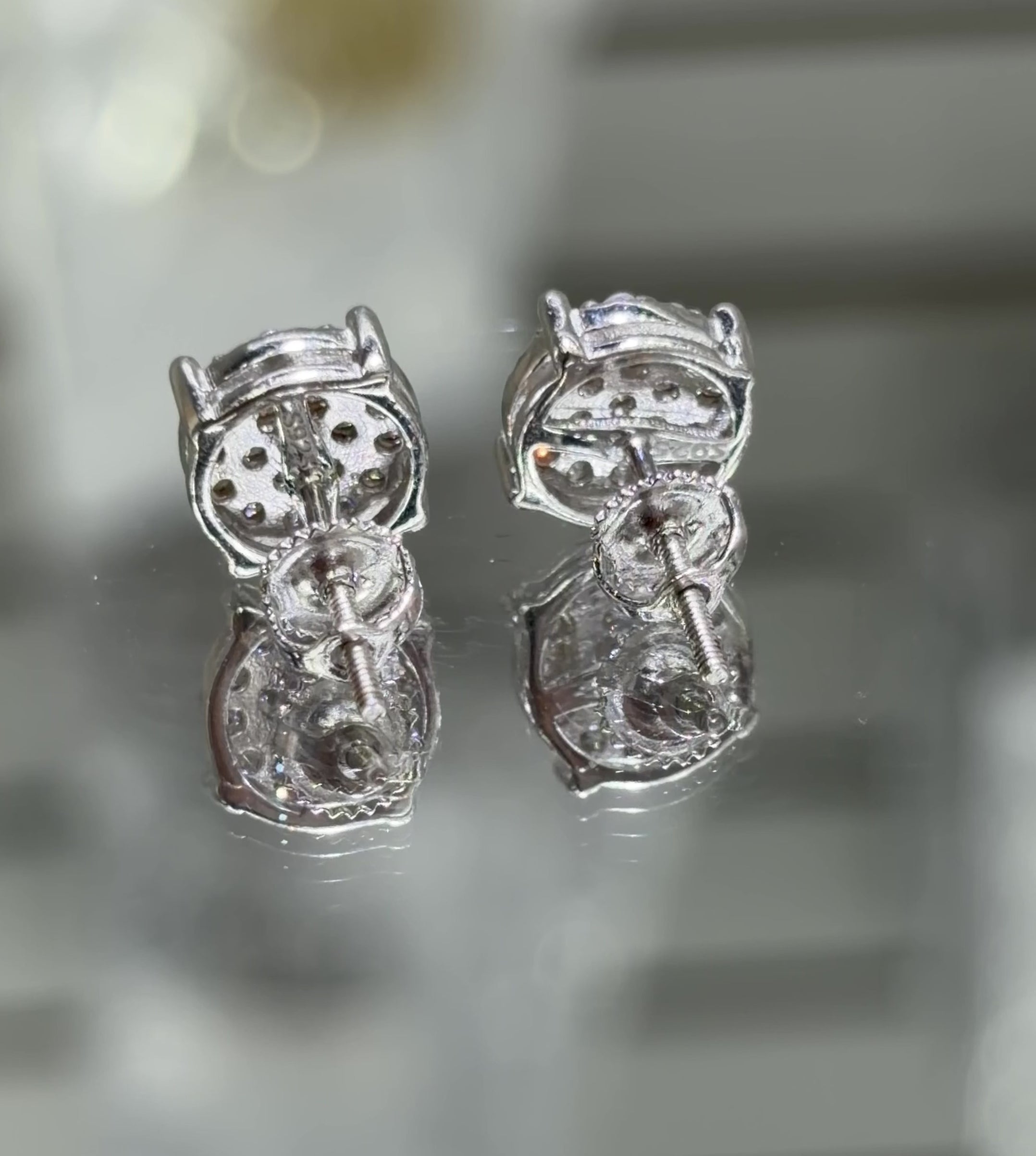 Moissanite Halo Stud Earrings Men Women, 925 silver, VVS D color GRA certified – Paradise Gems Atlanta