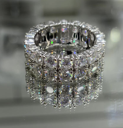 Mens Moissanite Double Row Eternity Ring 12CT | GRA Certified