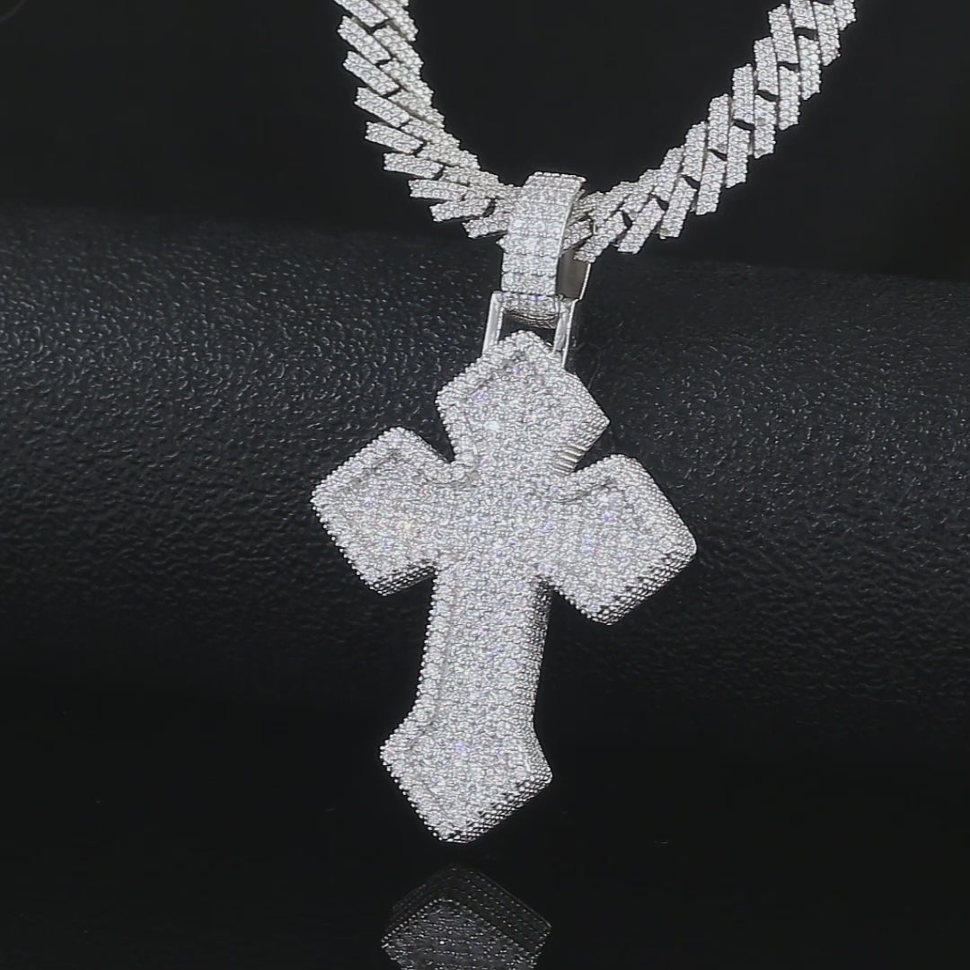 Moissanite Cross Pendant 7.6CT 14K Gold, VVS D color GRA certified – Paradise Gems Atlanta