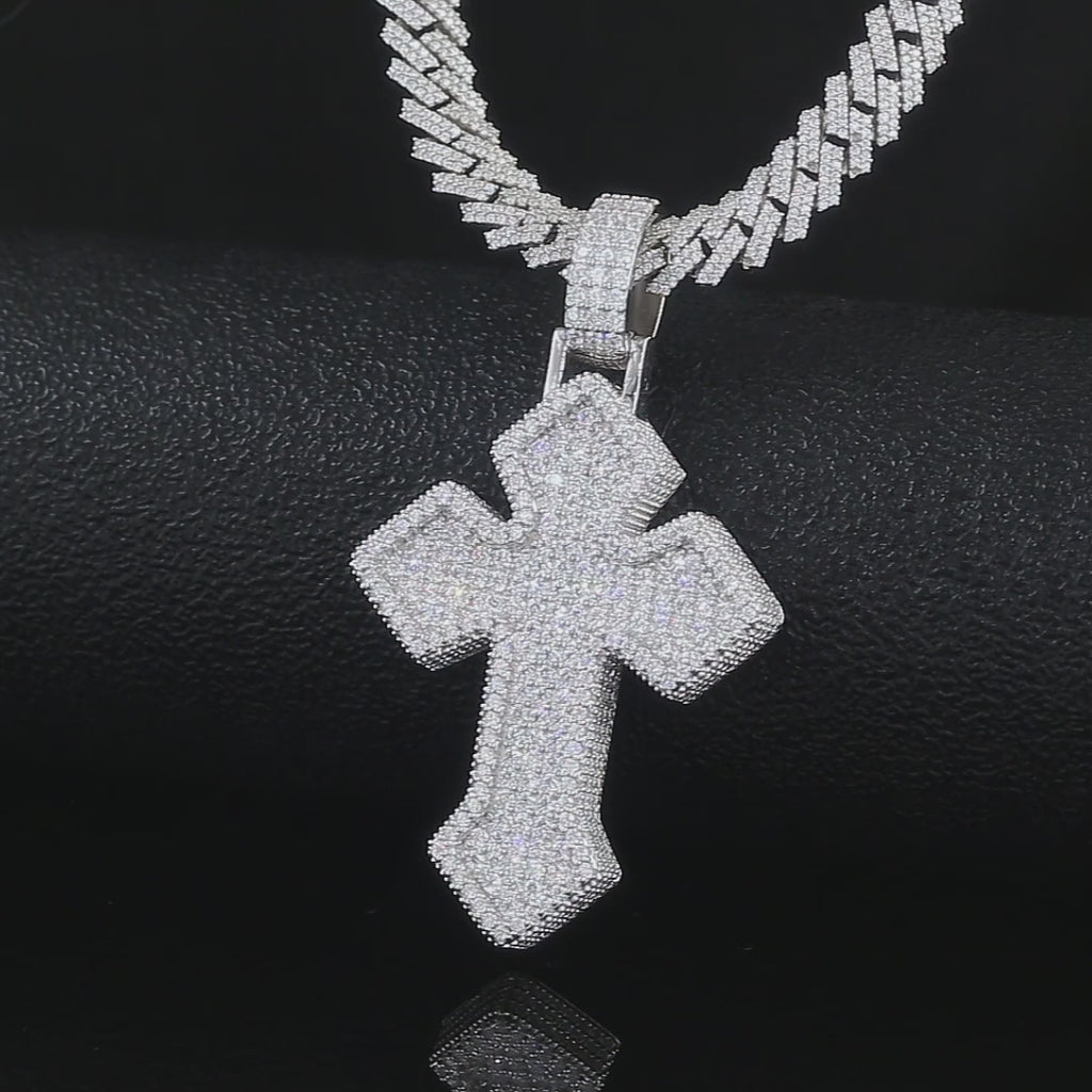 Moissanite Cross Pendant 7.6CT 14K Gold, VVS D color GRA certified – Paradise Gems Atlanta