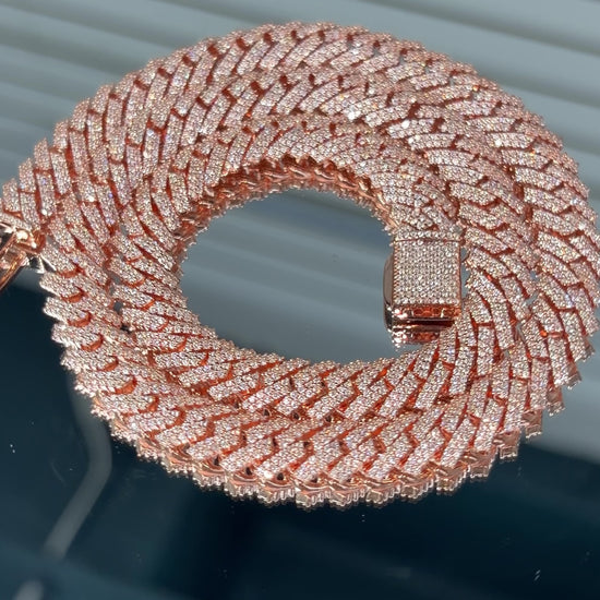 GRA certified moissanite Cuban link chain 10MM Rose Plating 925 silver VVS D color passes diamond tester men women Atlanta