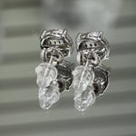 Moissanite Double Baguette Halo Studs 8.5MM, 925 silver, VVS D color GRA certified – Paradise Gems Atlanta