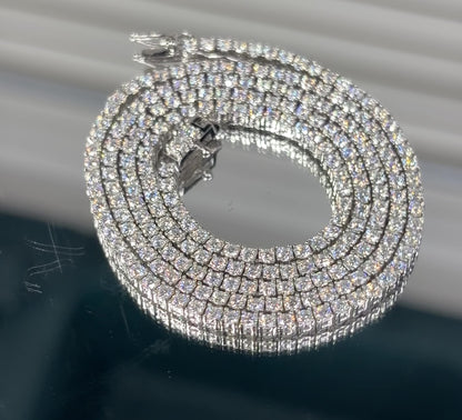 Moissanite Tennis Chain 2MM 925 Silver for Men Women — VVS D Color GRA Certified Passes Diamond Tester