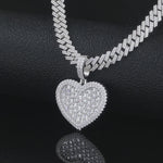 Baguette Cut Moissanite Heart Pendant