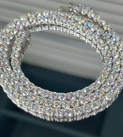 Moissanite Tennis Chain 5MM 925 Silver for Men Women — VVS D Color GRA Certified Passes Diamond Tester