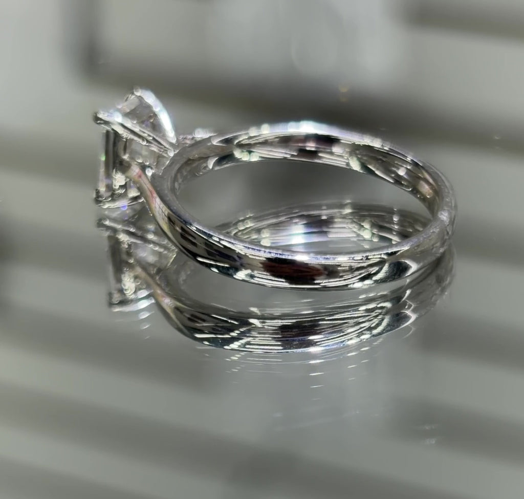 Emerald Cut Moissanite Solitaire Ring 1CT, 925 silver, VVS D color GRA certified – Paradise Gems Atlanta