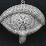 Moissanite Evil Eye Charm Pendant Iced Out