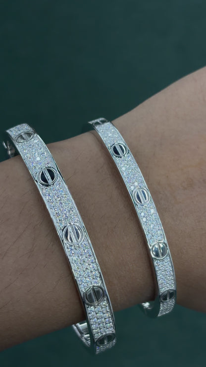 Moissanite Love Bracelet Bangle with Paved Diamonds