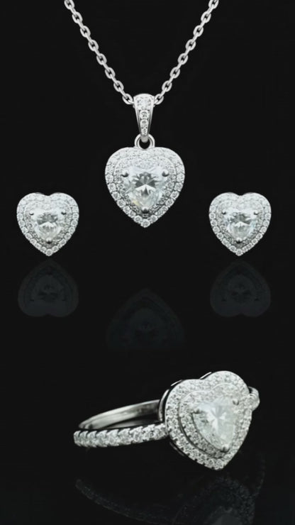 Women's moissanite 3-piece elegant jewelry set ring earrings necklace VVS D color GRA certified – Paradise Gems Atlanta