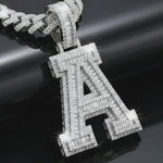 Moissanite Baguette Letter Pendant A-Z 3.5CT, 925 silver, VVS D color GRA certified – Paradise Gems Atlanta