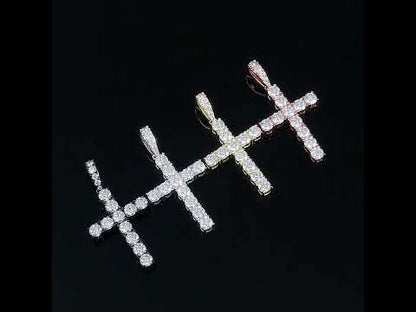 Moissanite Cross Pendant Fully Iced | VVS D Color Colorless | 925 Sterling Silver