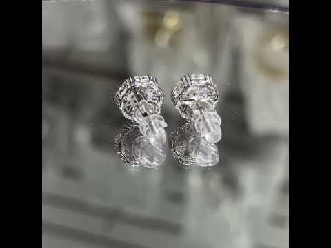 1 Carat Moissanite Cluster Stud Earrings  GRA Certified VVS D Color Moissanite