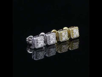 Moissanite Triple Baguette Halo Earrings 1CT — 14K Gold VVS D Color GRA Certified 925 Silver