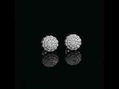 Moissanite Cluster Stud Earrings 9.5MM Screw Back — VVS D Color GRA Certified 925 Silver