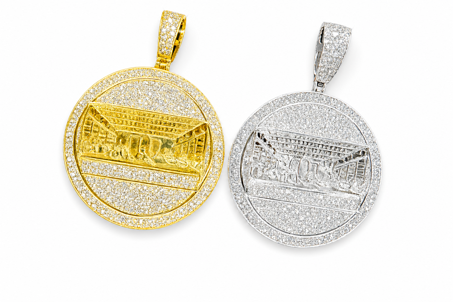 Moissanite Last Supper pendant 5CT 14K gold 925 silver VVS D color GRA certified Atlanta Paradise Gems