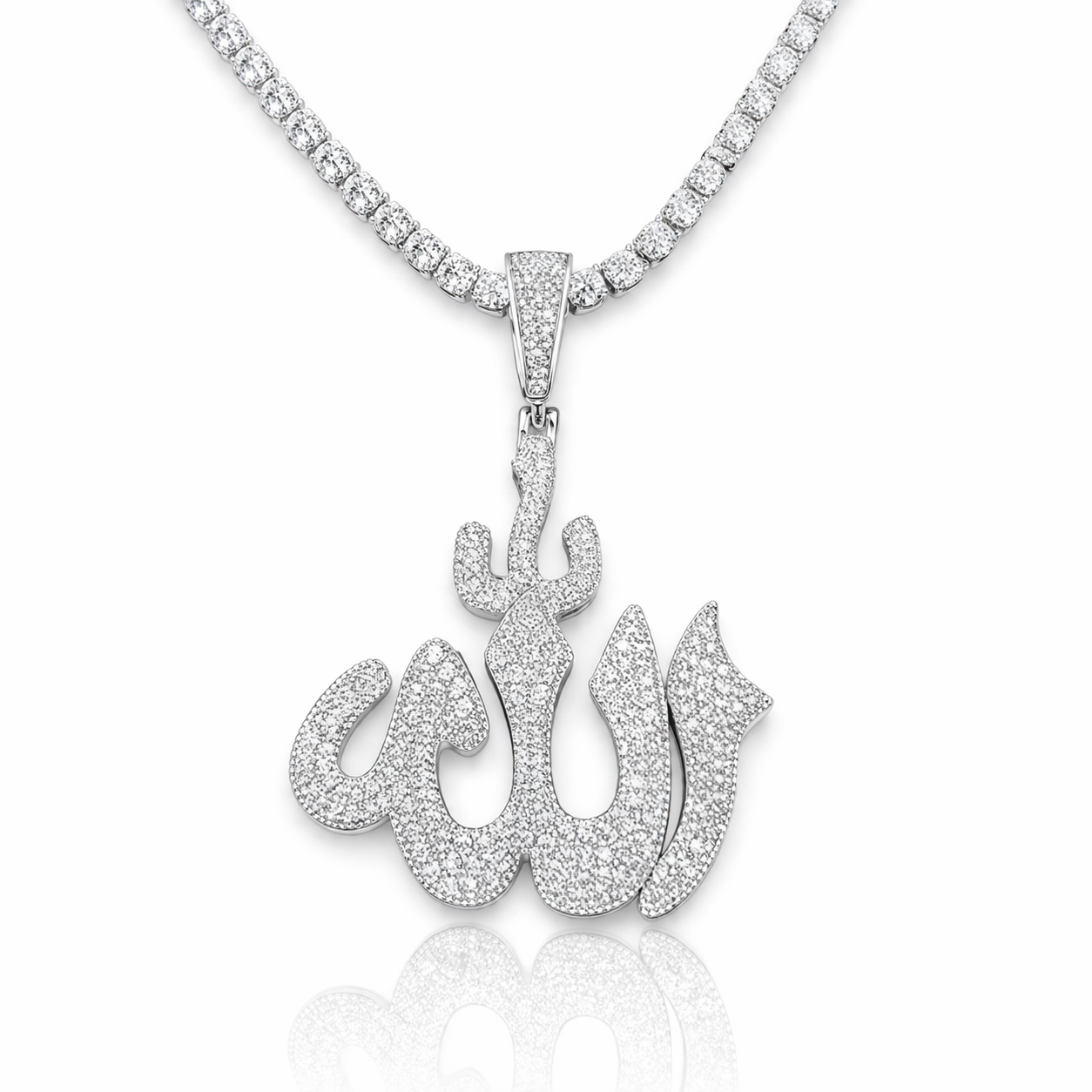 Moissanite Allah charm iced out VVS D color GRA certified 925 sterling silver Atlanta Paradise Gems