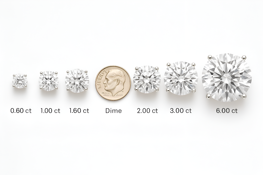 Moissanite Diamond VVS D Color Round Cut Studs Earrings set in 14K Gold Plated /Real Silver 925 3MM-10MM | PASS DIAMOND TESTER