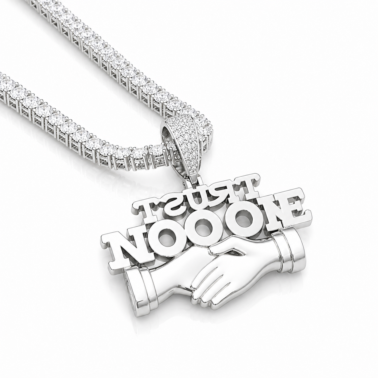 Moissanite Trust No One Pendant Iced Out | 6ct VVS D Color | 925 Silver