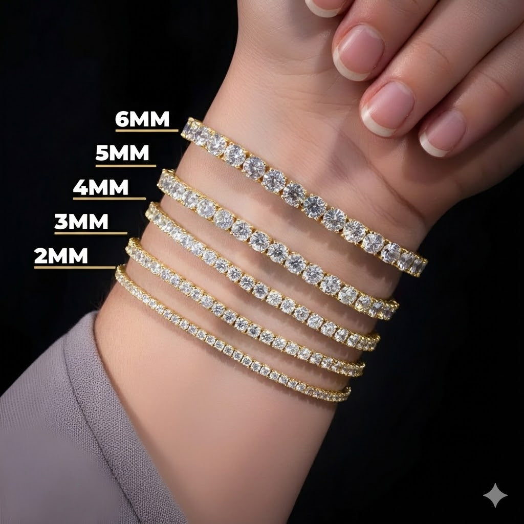 Moissanite tennis bracelet 3MM 7MM VVS D color GRA certified 14K gold plated 925 silver iced out