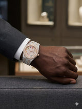 44MM Bust Down Moissanite Watch | 44MM | Two-Tone Rose & Silver | ICED OUT