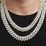 Two tone moissanite Miami Cuban link chain 8MM VVS D color yellow white gold 925 silver