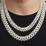 Two tone moissanite Miami Cuban link chain 8MM VVS D color yellow white gold 925 silver