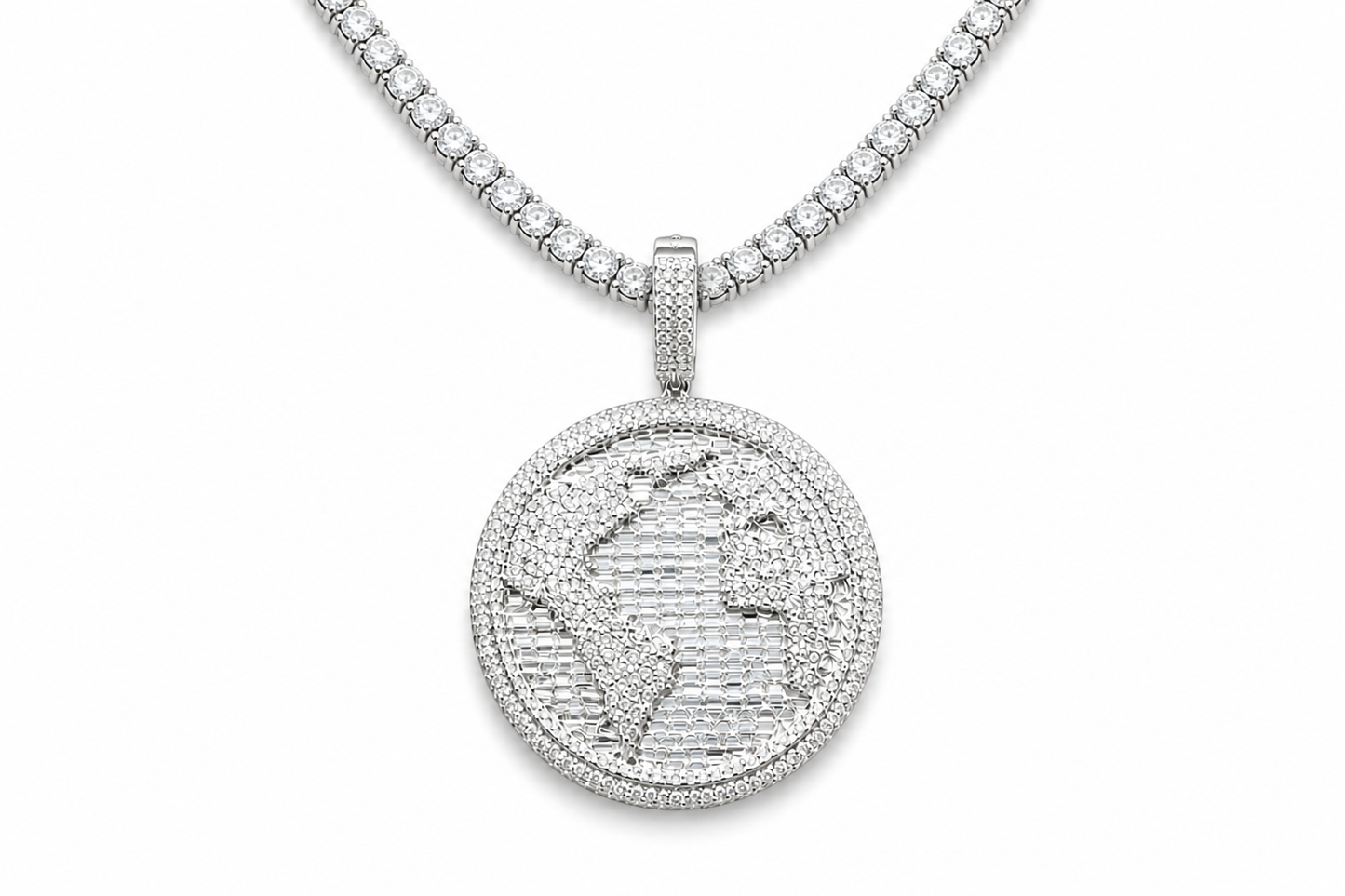 Moissanite Globe Pendant Iced Out | 27.30ct VVS D Color | 14K Gold Over 925 Silver