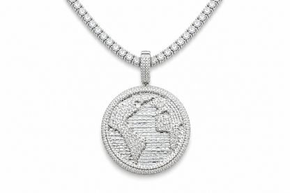 Moissanite Globe Pendant Iced Out | 27.30ct VVS D Color | 14K Gold Over 925 Silver