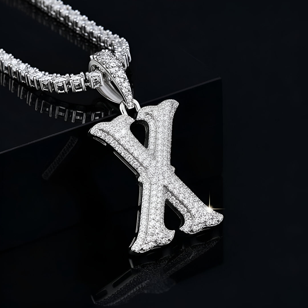 A-Z Letter Initials Round Style - Alphabet charm with Moissanite Diamond VVS D Color with 925 Silver 2.50 CARAT | PASSES DIAMOND TESTER! !